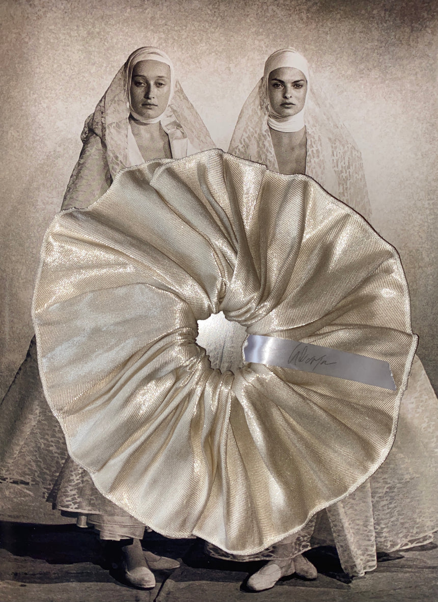 Oversized Ivory Lamé Silk Scrunchie